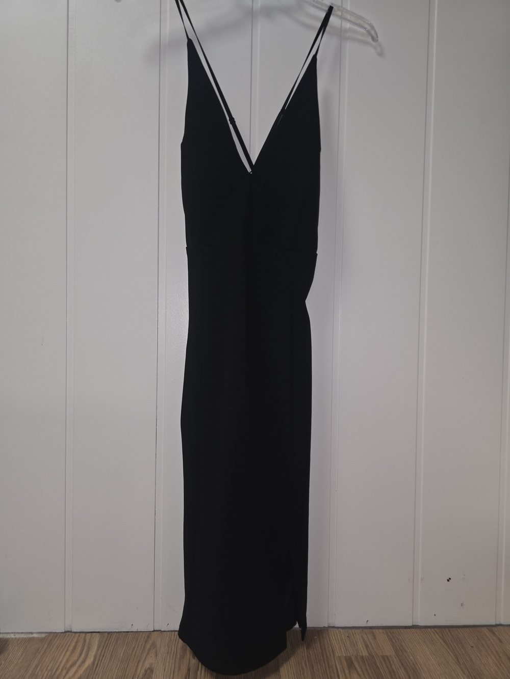 Classic Black Slip Dress with V-Neck